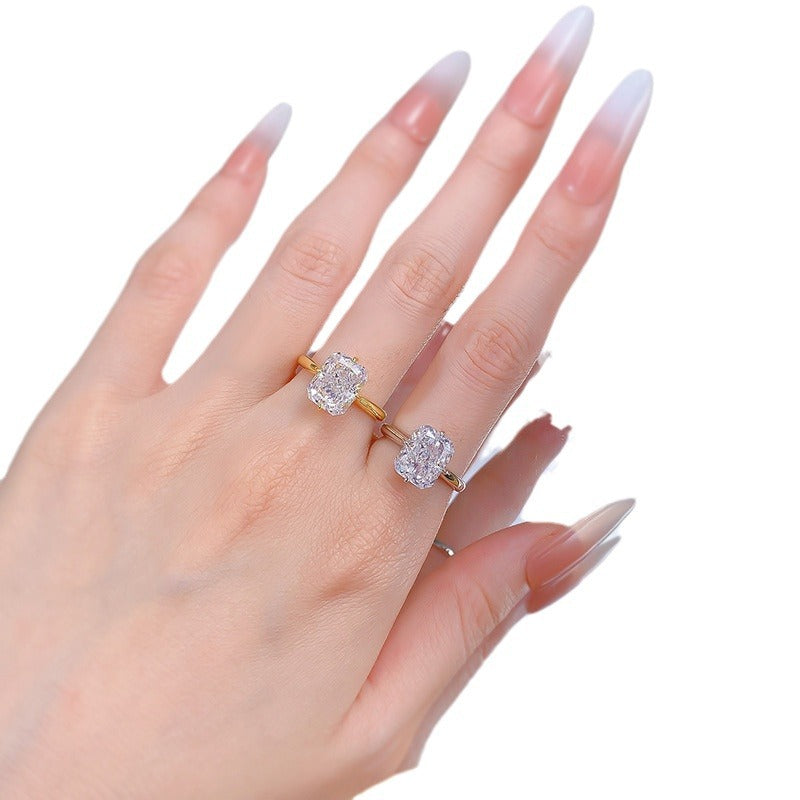 Plated Imported High Carbon Rhinestone White Rings