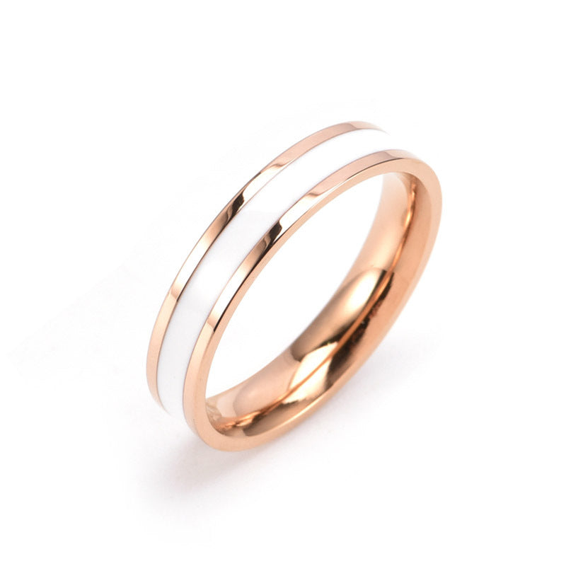 Epoxy Black White Lovers Female Fashion Personalized Design Rings