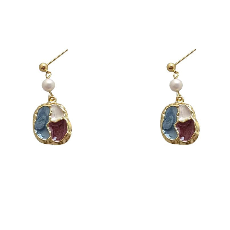 Sense Retro Style Irregular Color Matching Earrings