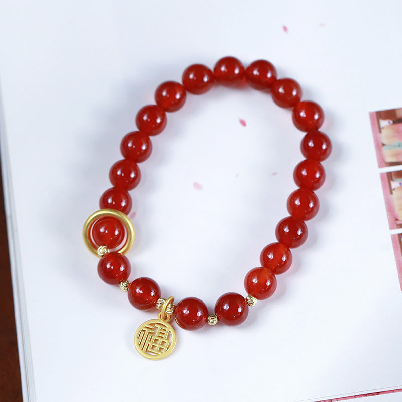 Broadcast Natural Red Agate Female Blessing Bracelets