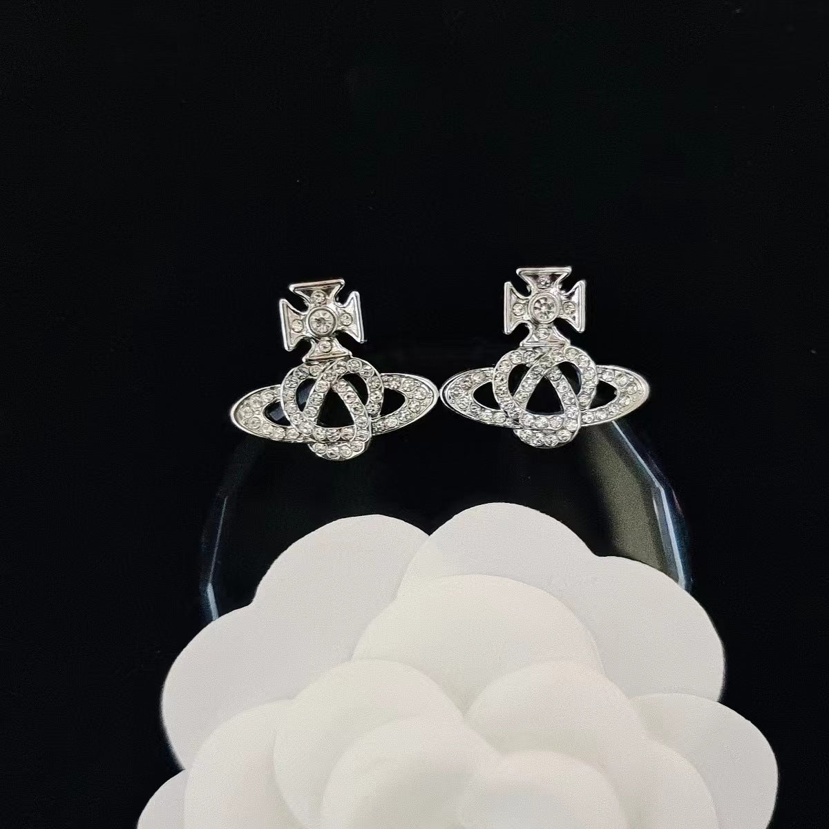 Women's & Men's Quality Collection Trending Rhinestone Letters Sier Earrings