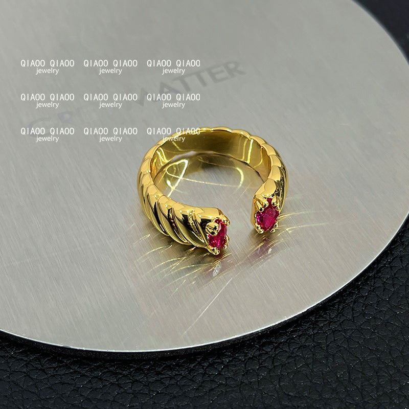 Open Hollow Zircon Butterfly Love Heart-shaped Rings