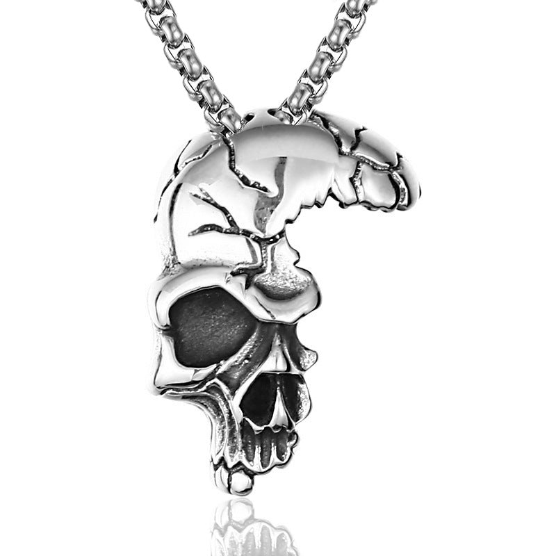 Men's Vintage Cross Ghost Head Titanium Fashion Necklaces