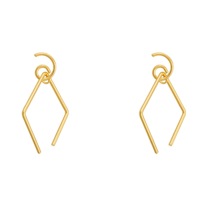 Sier Needle Metal Rhombus Niche Temperament Frosty Earrings