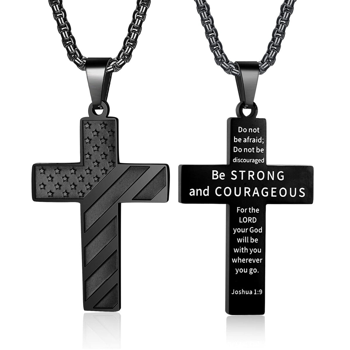 Men's Cross Stainless Steel Bible Patriotic Jewelry Inspirational Necklaces