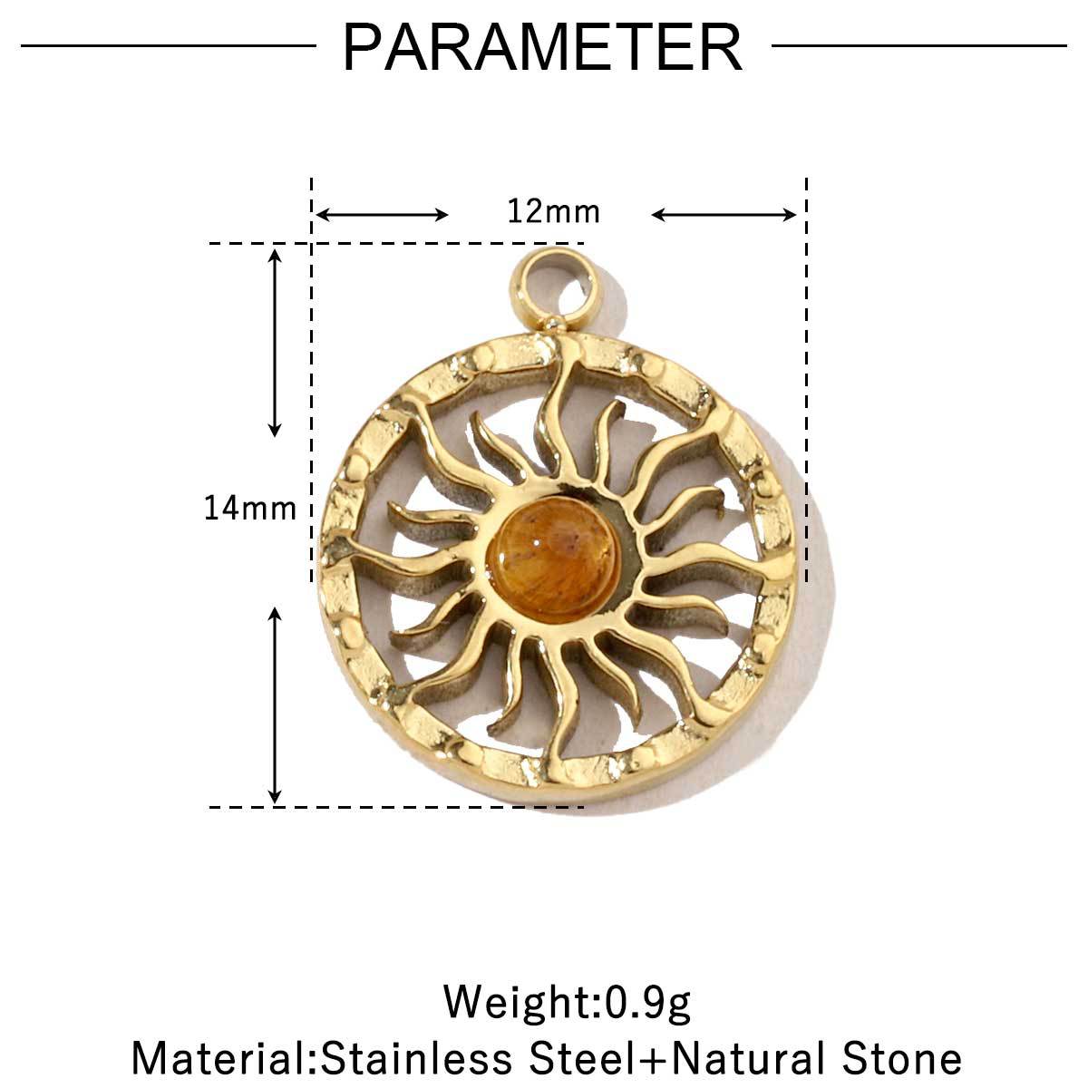 Women's Sun Natural Stone Titanium Steel Gold White Shell Pendants