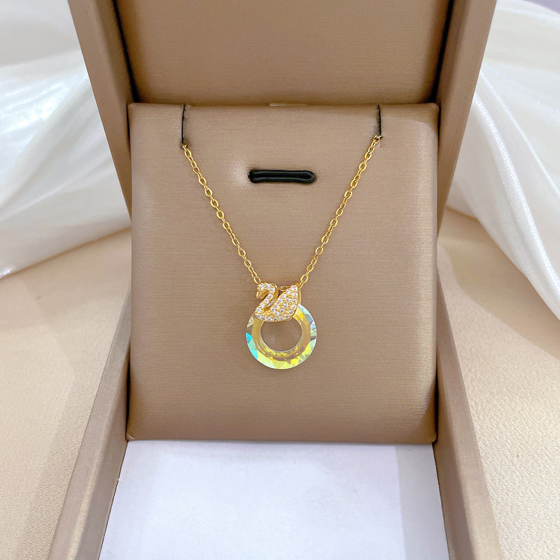 Steel Light Luxury Full Diamond Design Temperament Necklaces