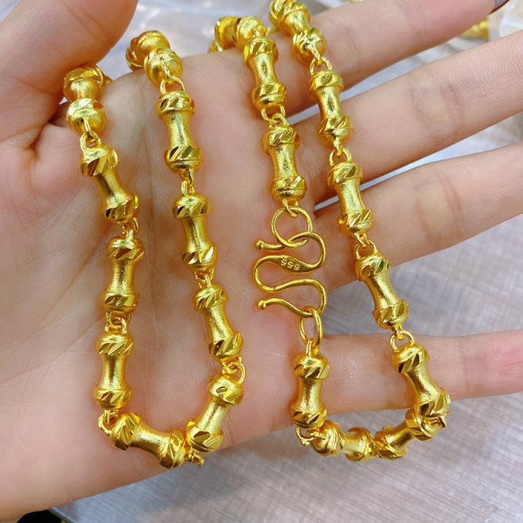 Men's Gold Hexagonal Sweater Chain Brass Vacuum Necklaces