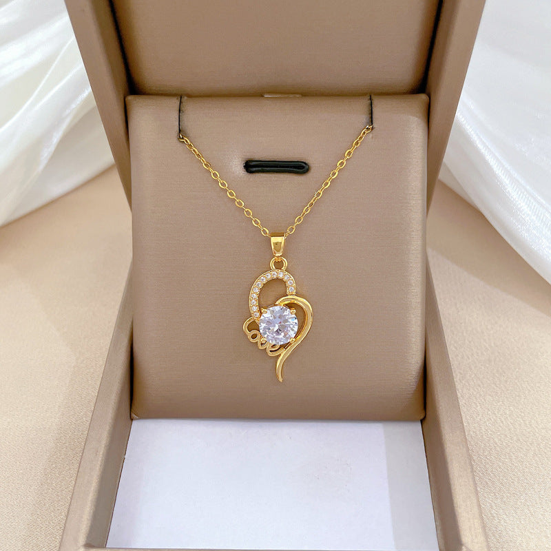 Steel Light Luxury Full Diamond Design Temperament Necklaces