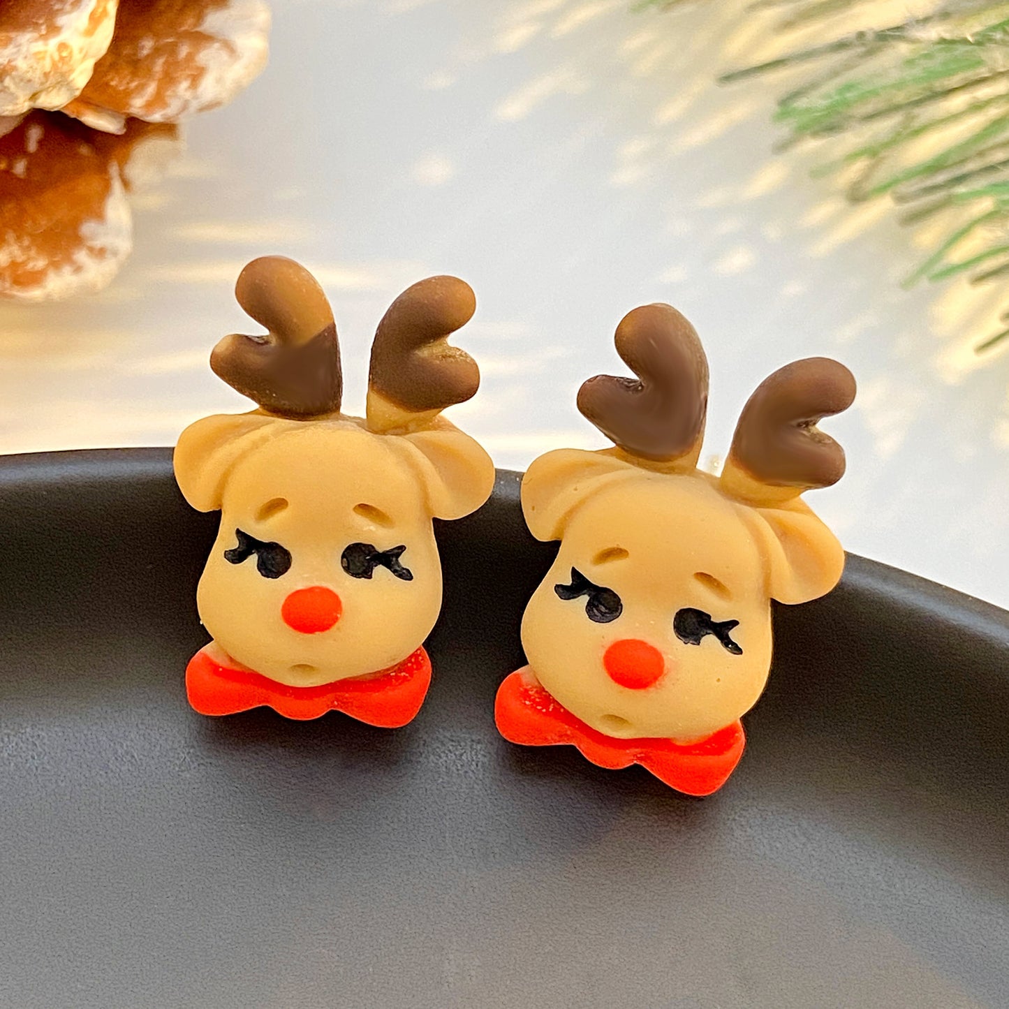 Christmas Resin Cartoon Tree Elderly Bell Earrings