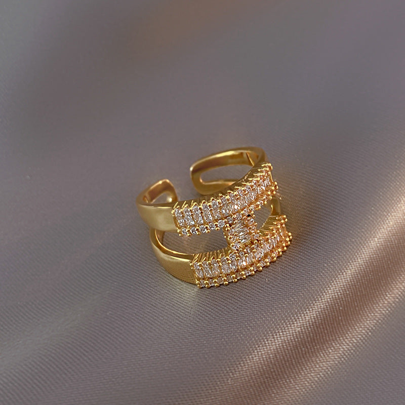 Open Hollow Zircon Butterfly Love Heart-shaped Rings