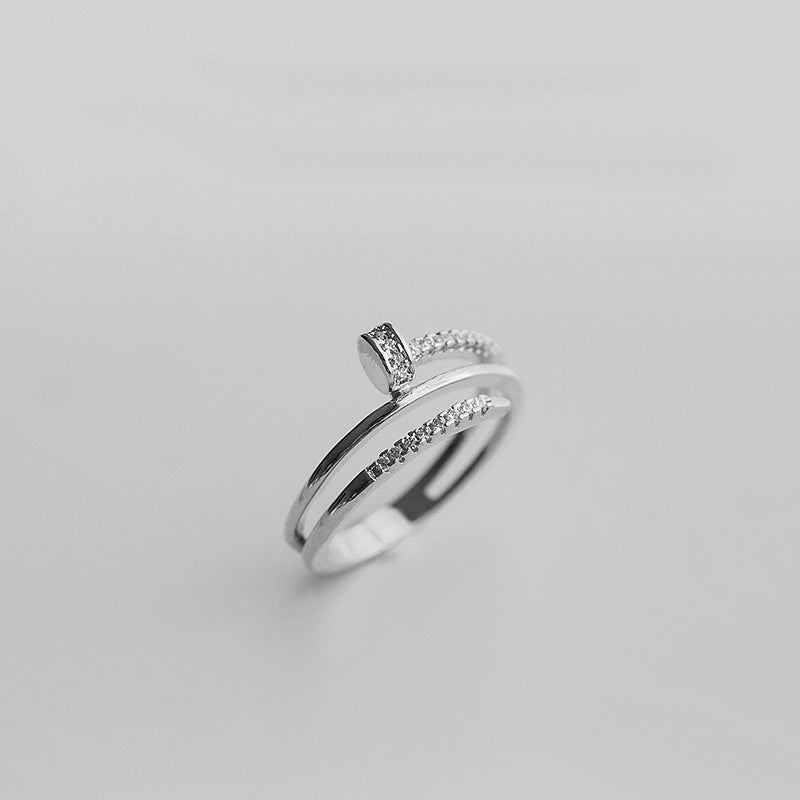 Open Hollow Zircon Butterfly Love Heart-shaped Rings