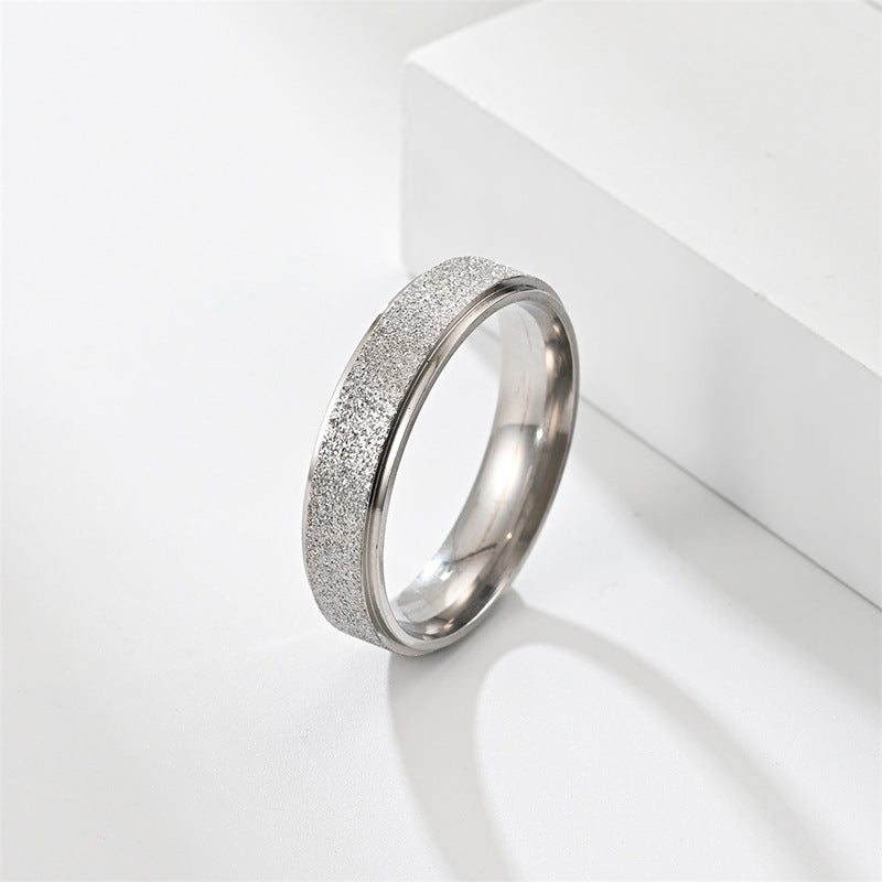 Step Stainless Steel Frosted Female Korean Fashion Couple Rings