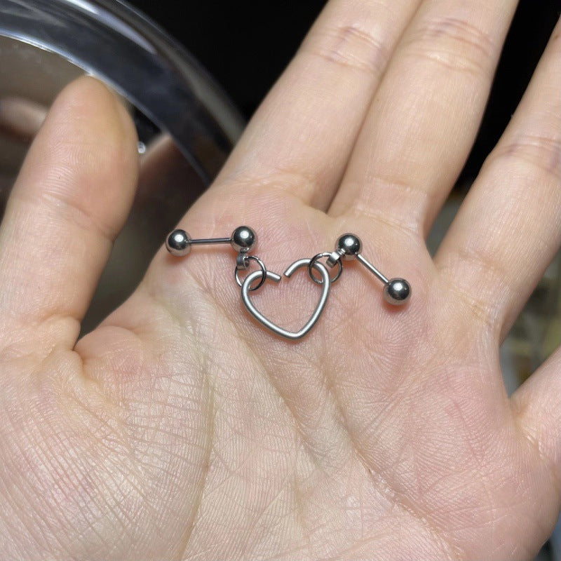 Piercing Love Heart Ear Bone Screw Earrings