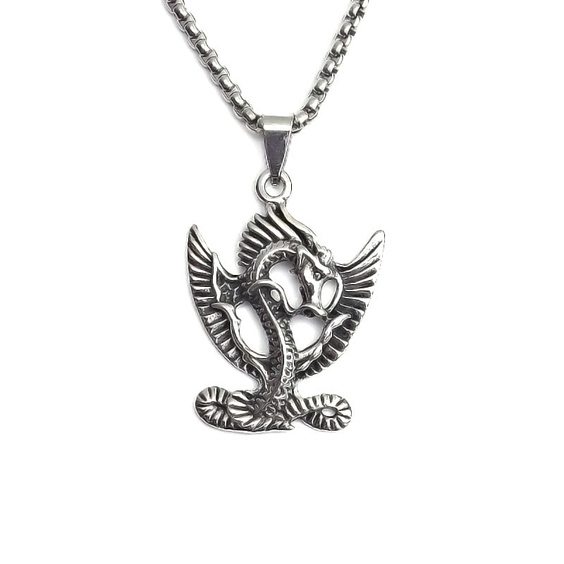 Men's Vintage Cross Ghost Head Titanium Fashion Necklaces