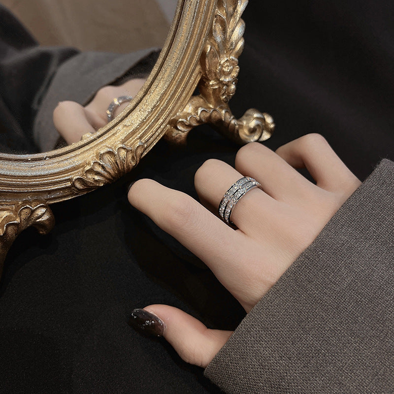 Women's & Men's Couple Style Simple High-grade Single Double Rings