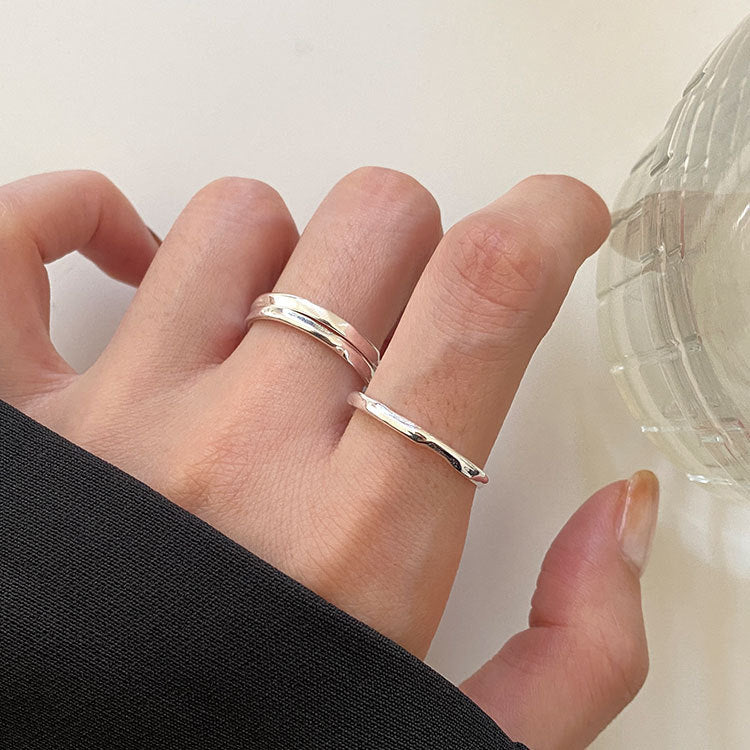 Sterling Sier Glossy Irregular Simple Niche Rings