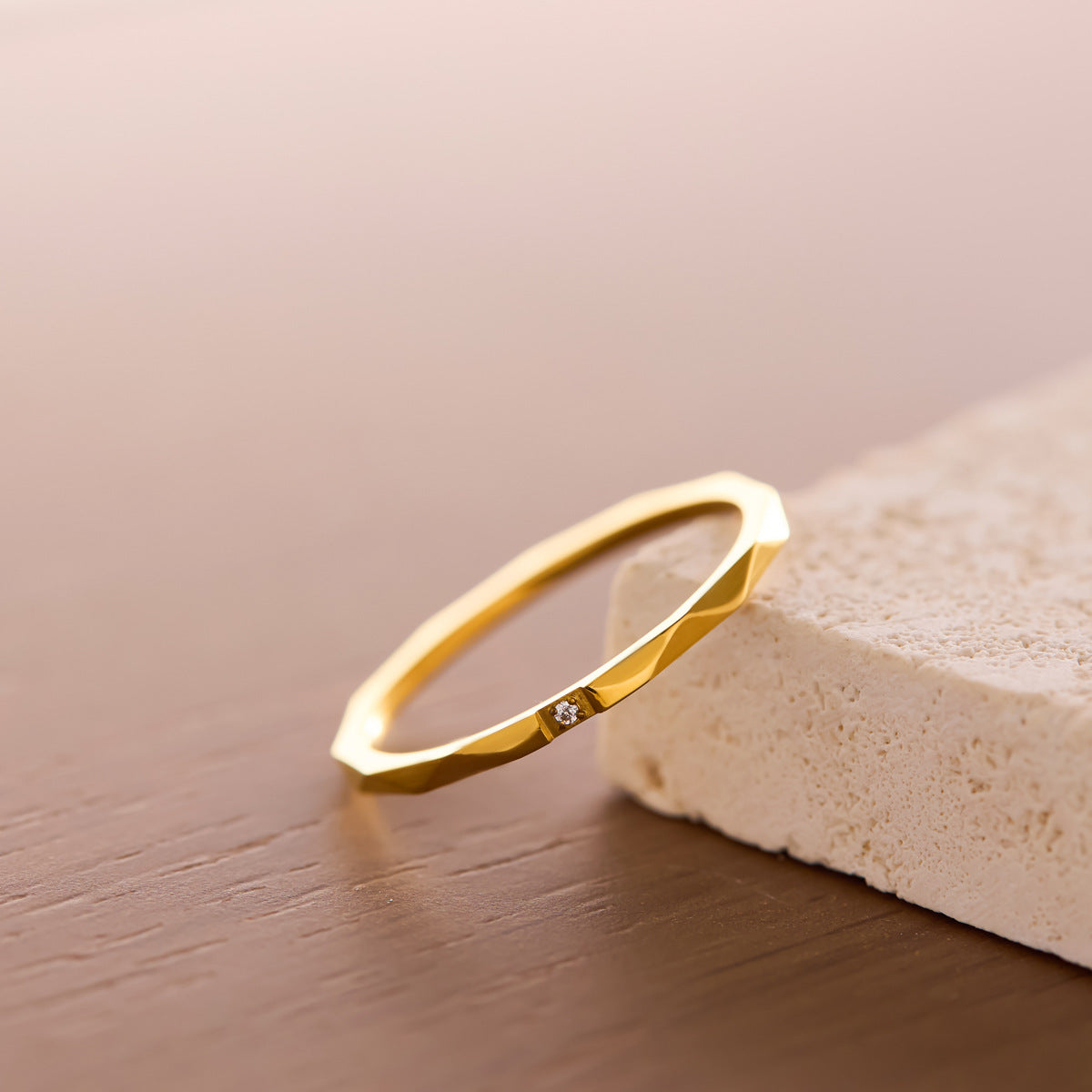 Single Diamond Split Flower Simple Temperament Rings