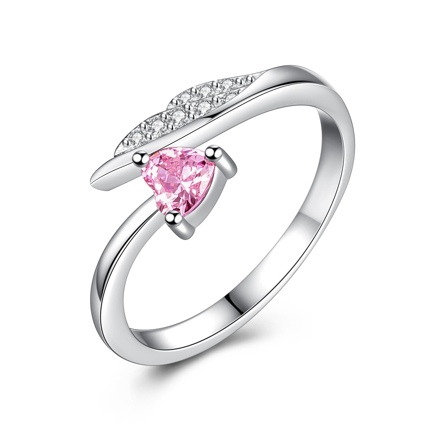 Women's & Men's Angel Wings Couple Sier Plated Opening Rings