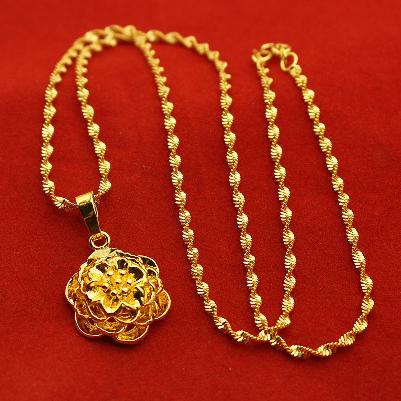 Women's Plated Water Ripple Clavicle Chain No Color Pendants