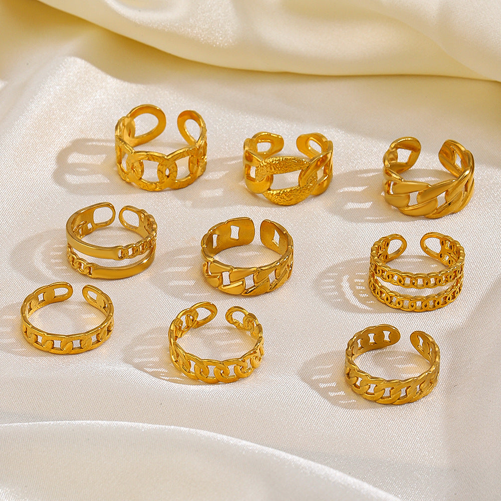 Stainless Steel Chain Stylish Opening Adjustable Rings