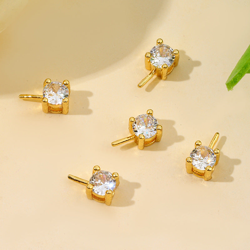 Gold-plated Pearl Accessories Micro Inlaid Zircon Earrings