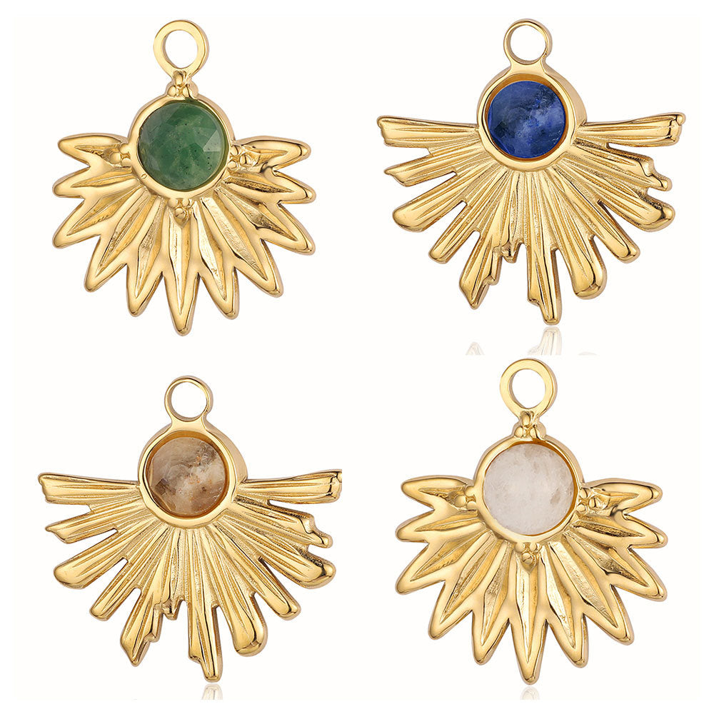 Bohemian Natural Stone Titanium Steel Jewelry Pendants