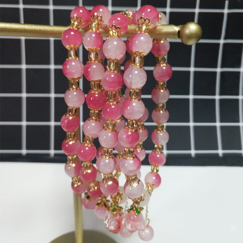 Glazed Gradient Peach Color Ice Crack Bracelets