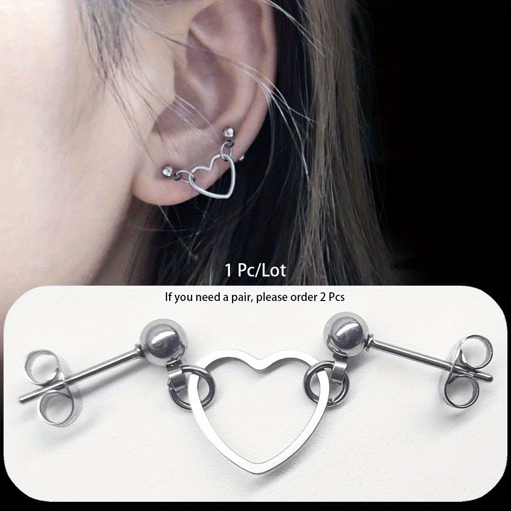 Piercing Love Heart Ear Bone Screw Earrings