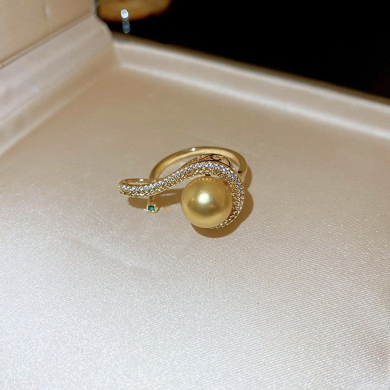 Electroplated Freshwater Pearl Zircon Stitching Butterfly Exquisite Rings