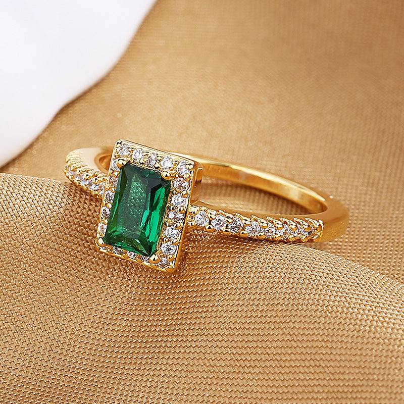 Zircon Female Light Luxury Square Diamond Engagement Rings