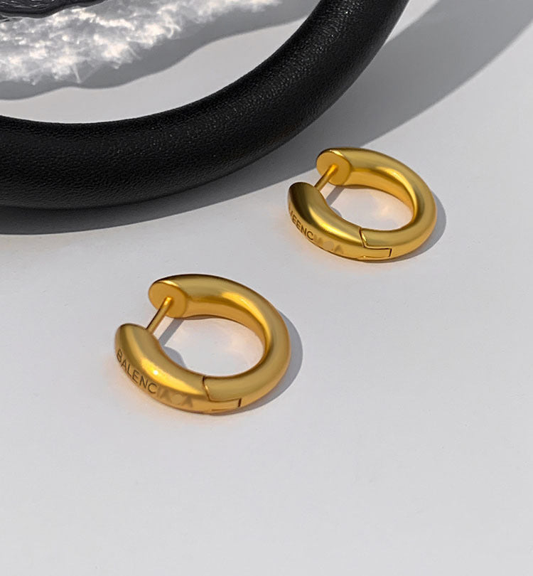 Gold Pigment Female Trendy Design Circle Ear Earrings