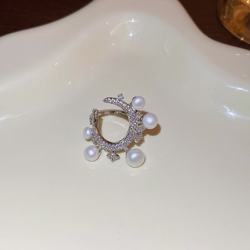 Electroplated Freshwater Pearl Zircon Stitching Butterfly Exquisite Rings