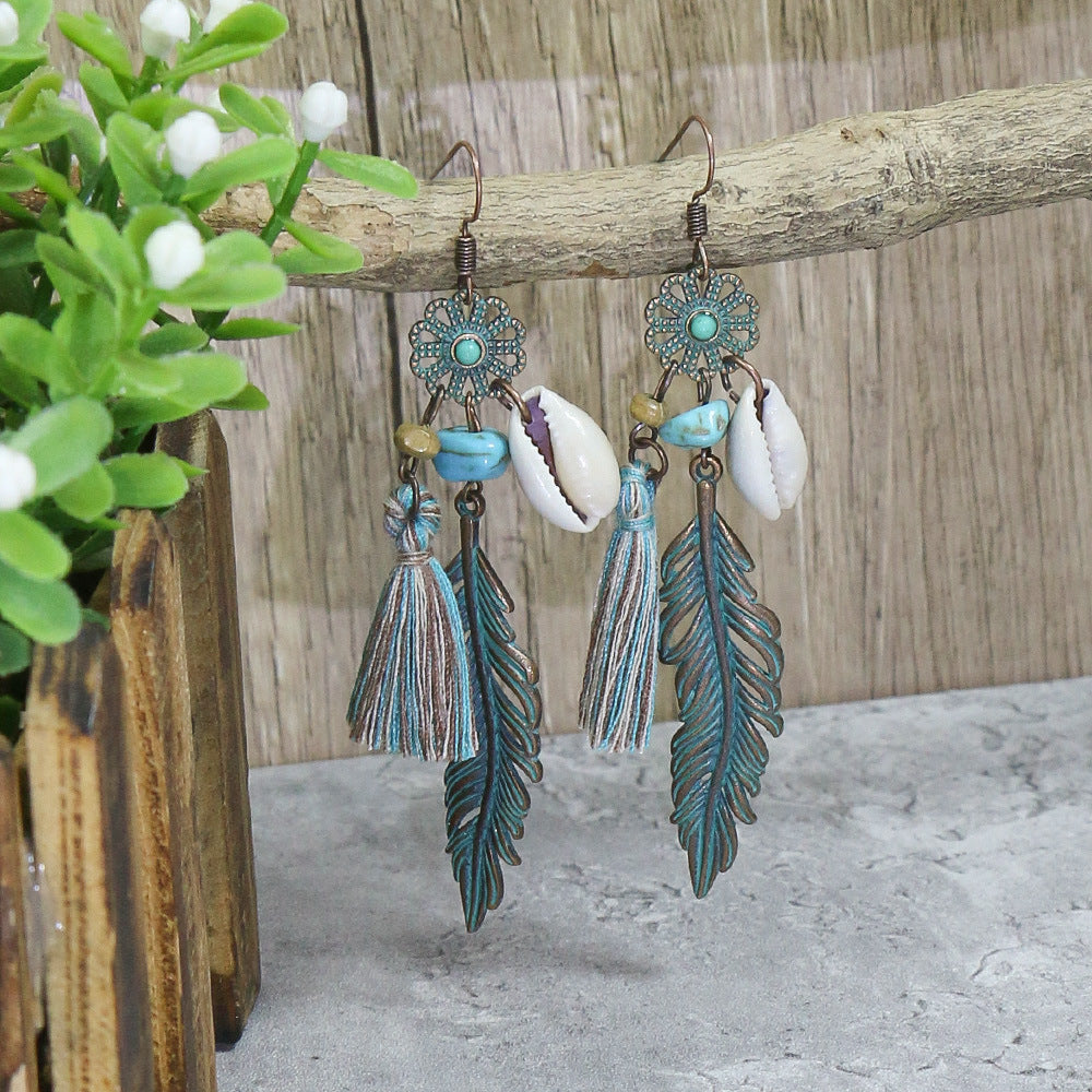 Creative Accessories Fashion Exaggerated Leaf Carved Earrings