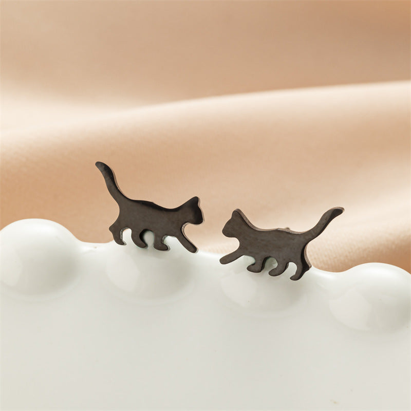 Stainless Steel Cute Simple Cartoon Animal Earrings