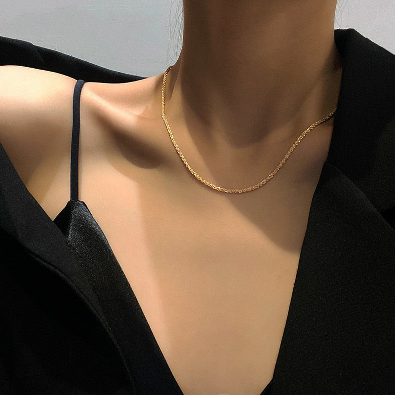 Luxury Starry Sparkling Titanium Steel Female Necklaces
