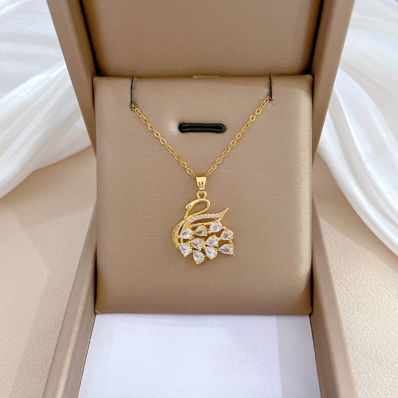 Steel Light Luxury Full Diamond Design Temperament Necklaces