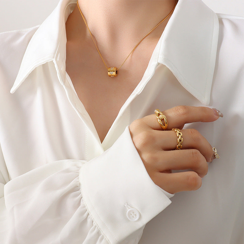 Women's Minority Simple Hollow Cylindrical Zircon Cold Necklaces