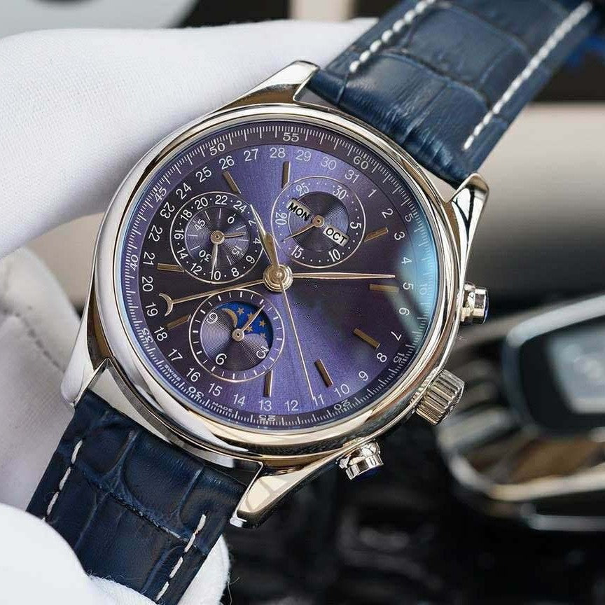 Men's Famous Master Moon Phase Stainless Steel Mechanical Watches
