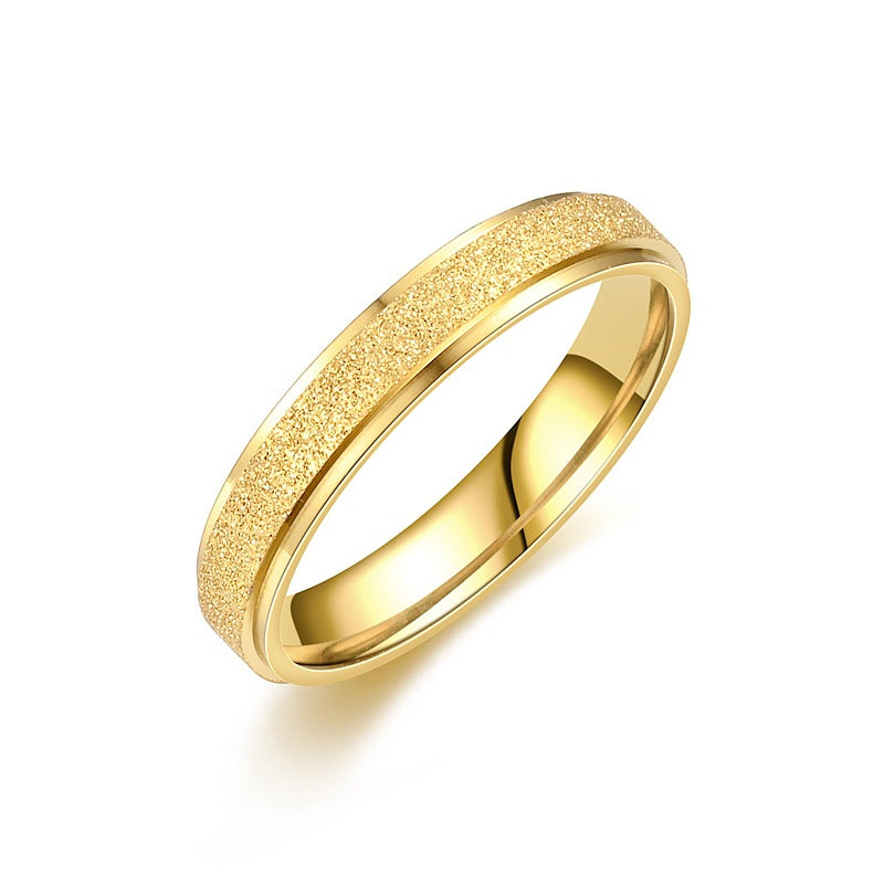 Titanium Steel Temperament Trendy Niche Frosted Alluvial Rings