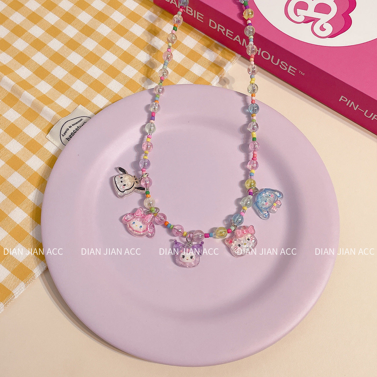 Korean Transparent Resin Color Beaded Little Princess Cute Cartoon Necklaces