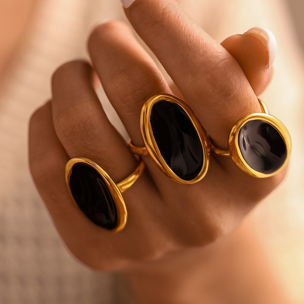 Female Light Luxury Drop Oil Casting Stainless Steel Rings