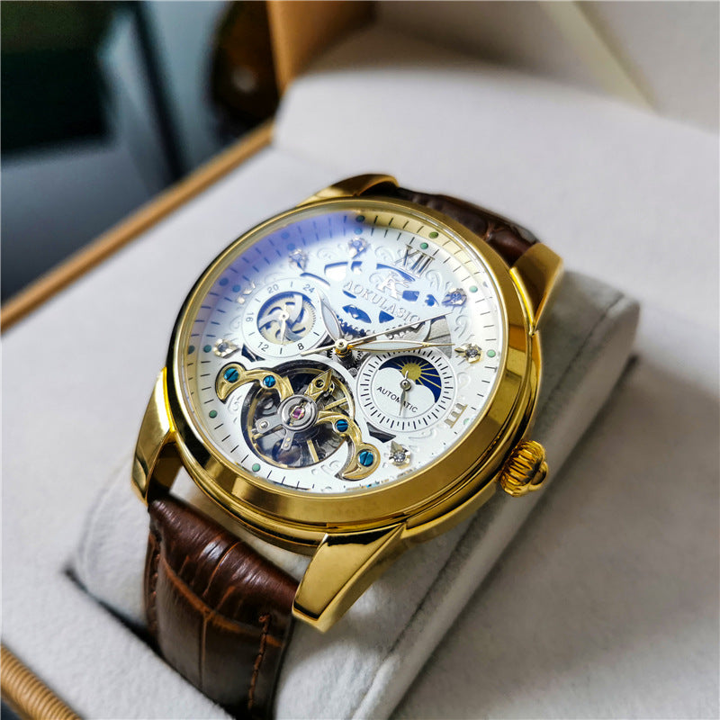 Men's Watch Automatic Waterproof Tourbillon Hollow Out Mechanical Watches