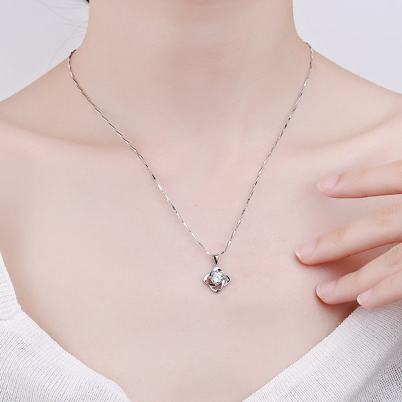 Women's Sier Four-leaf Clover Fashion Korean Style Pure Necklaces