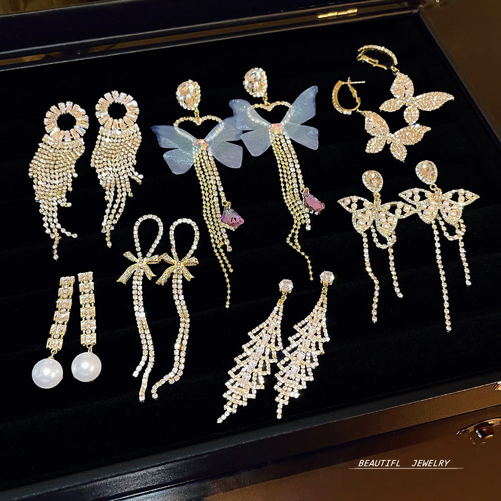 Women's Zircon Tassel High-grade Light Luxury Delicate Earrings