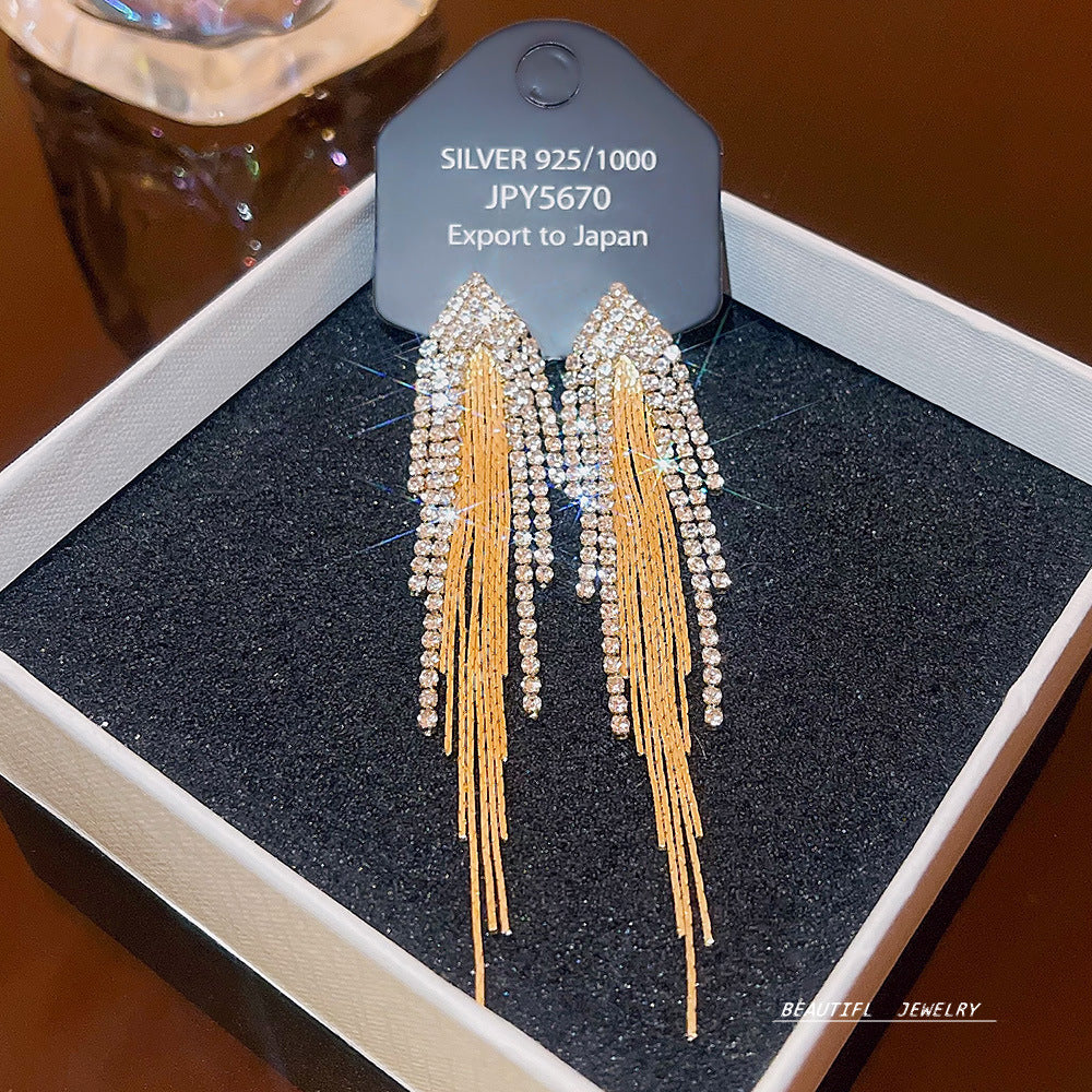 Women's Zircon Tassel High-grade Light Luxury Delicate Earrings