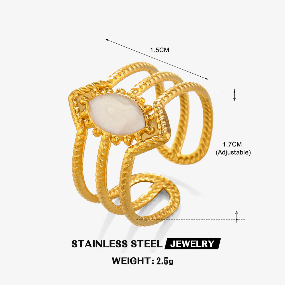 Retro Elegant Stainless Steel Diamond Female Personality Fashion Rings