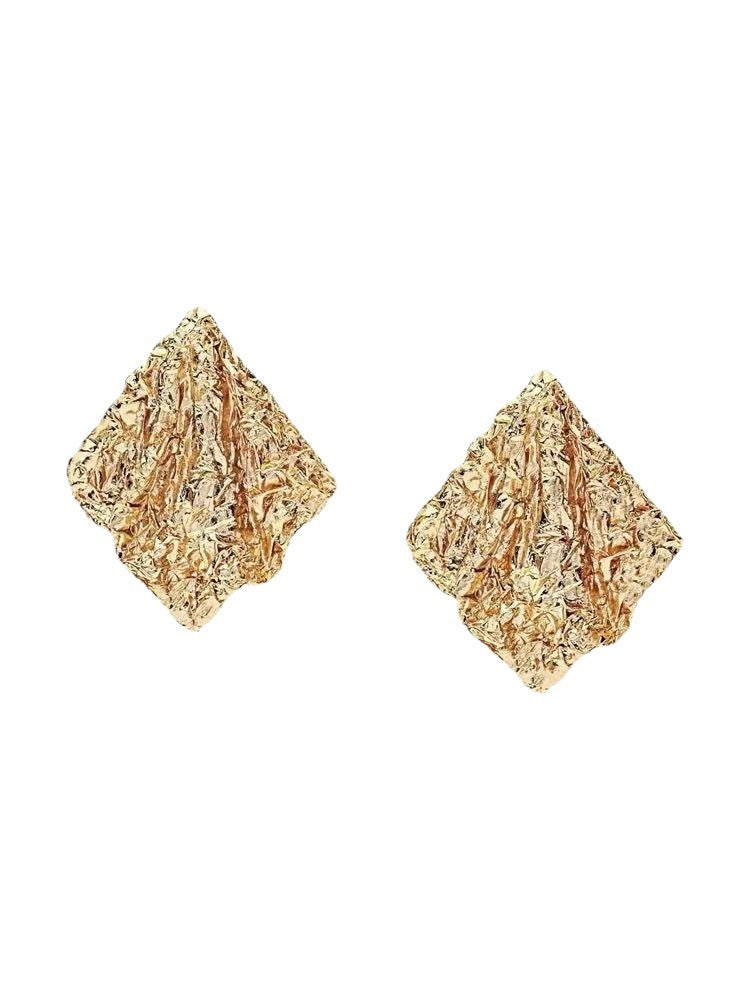 Women's Tin Foil Pleated Fashionable Irregular Elegant Earrings