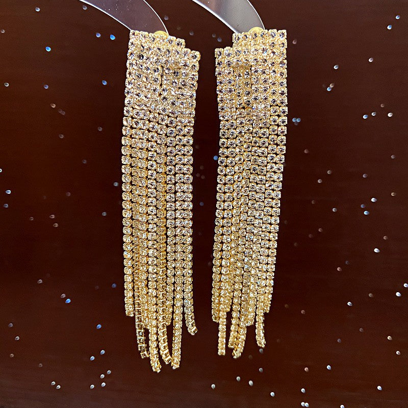 Fashion Zirconia Micro Inlaid Zircon Long Earrings