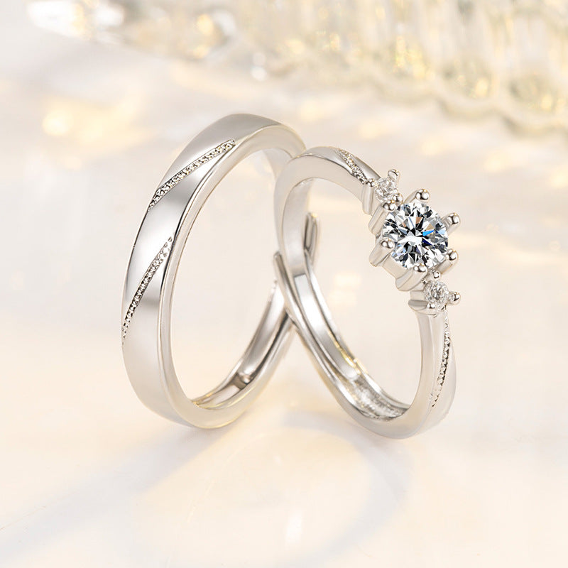 Women's & Men's First Sight Couple Imitation Moissanite Proposal Rings